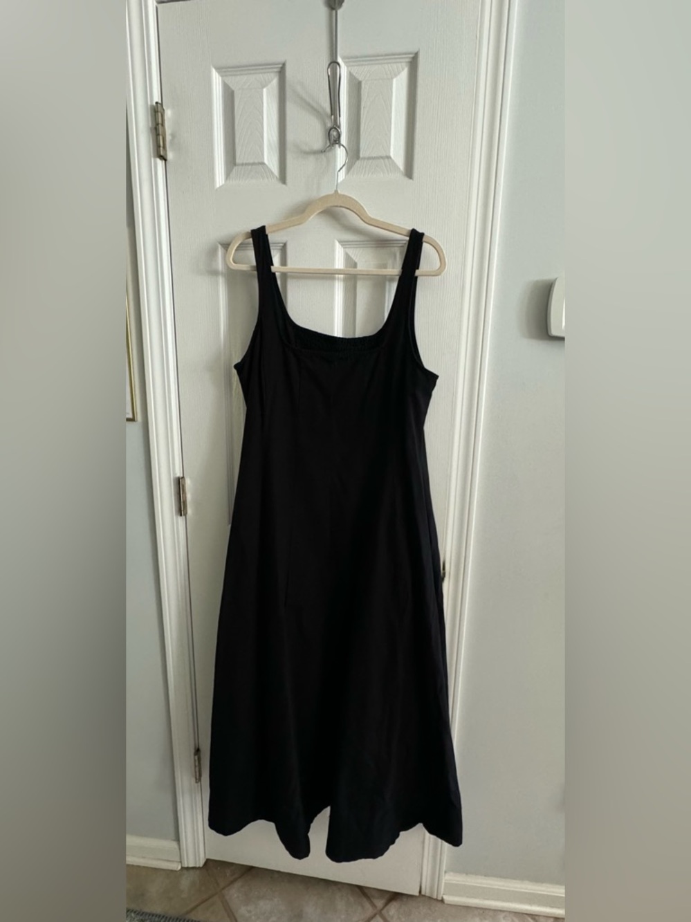ASOS DESIGN US 12 Cotton
Linen Black Square-Neck Seamed
Midi Maxi Sun Dress New!
